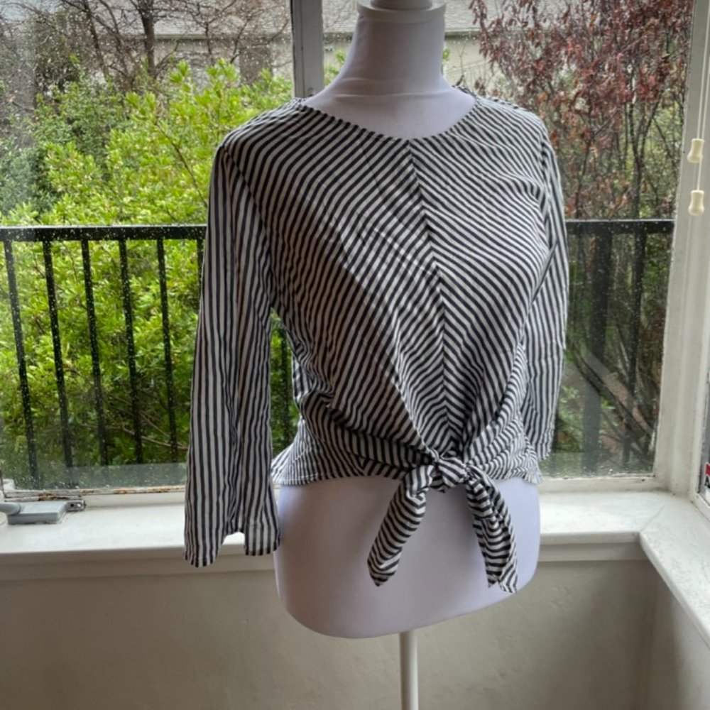 zara nautical striped tie shirt small